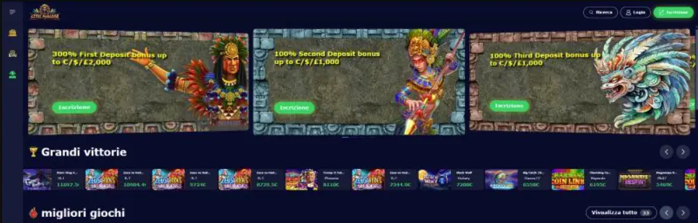 Aztec Paradise Casino Home Page
